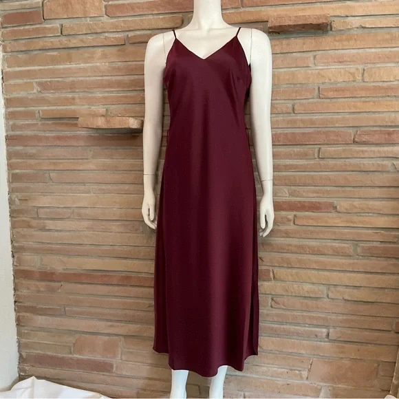 Wine Colored Spaghetti Strap Slip Evening Dress - Picture 2 of 10